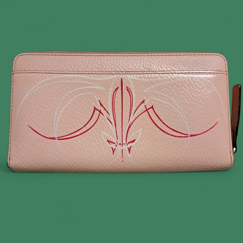 Kate Spade Billfold Checkbook Zipped Wallet With Pinstriping
